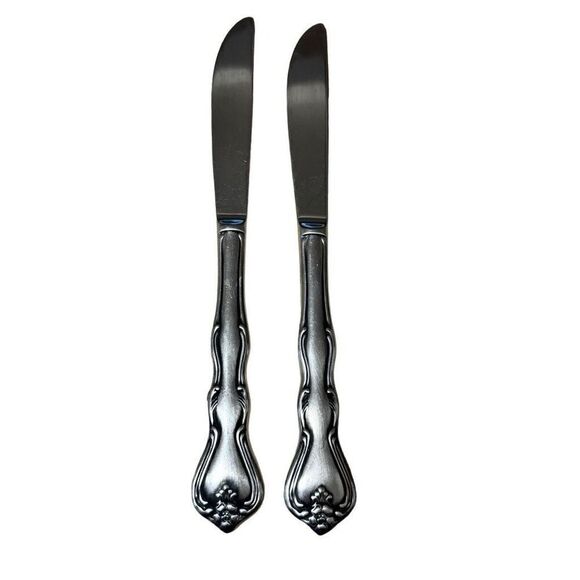 Noritake 18-8 Stainless Japan NTK Sylvia Flatware Silverware Dinner Knife (2) - Picture 1 of 3